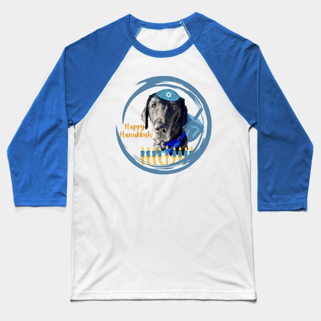 Dog Happy Hanukkah Baseball T-Shirt by B C Designs